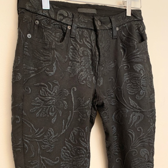 7 For All Mankind Denim - 7 for all Mankind black floral skinny jeans 28